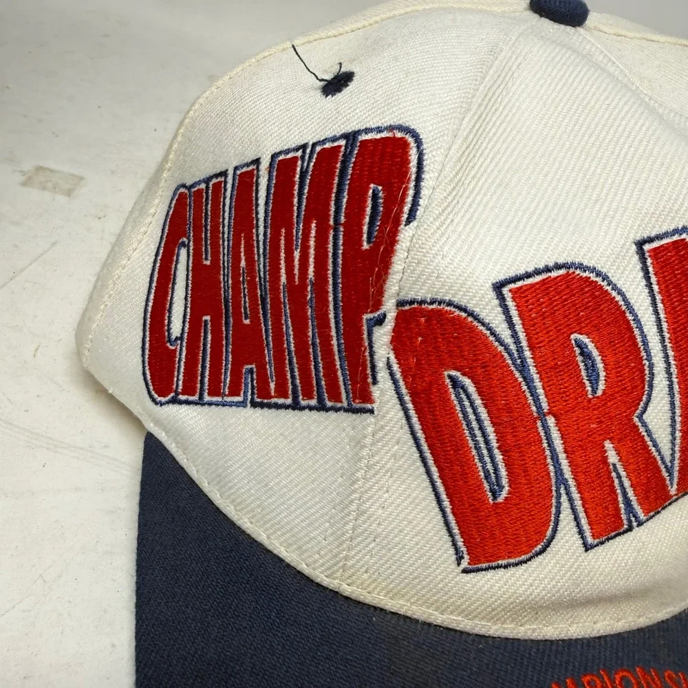Vintage NHRA Championship Drag Racing Snapback Hat Sport Service White Navy Blue